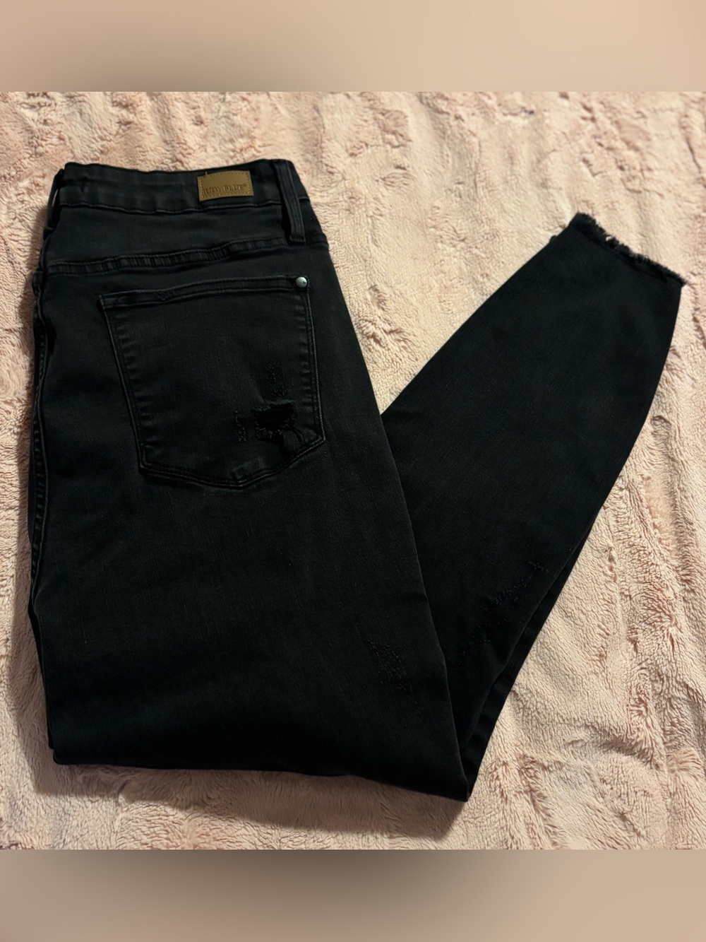 Judy Blue 18W Black Distressed Skinny Jeans Raw Hem Stretch High Rise